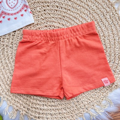 Conj. Batinha Laços com Corações e Short - Laranja